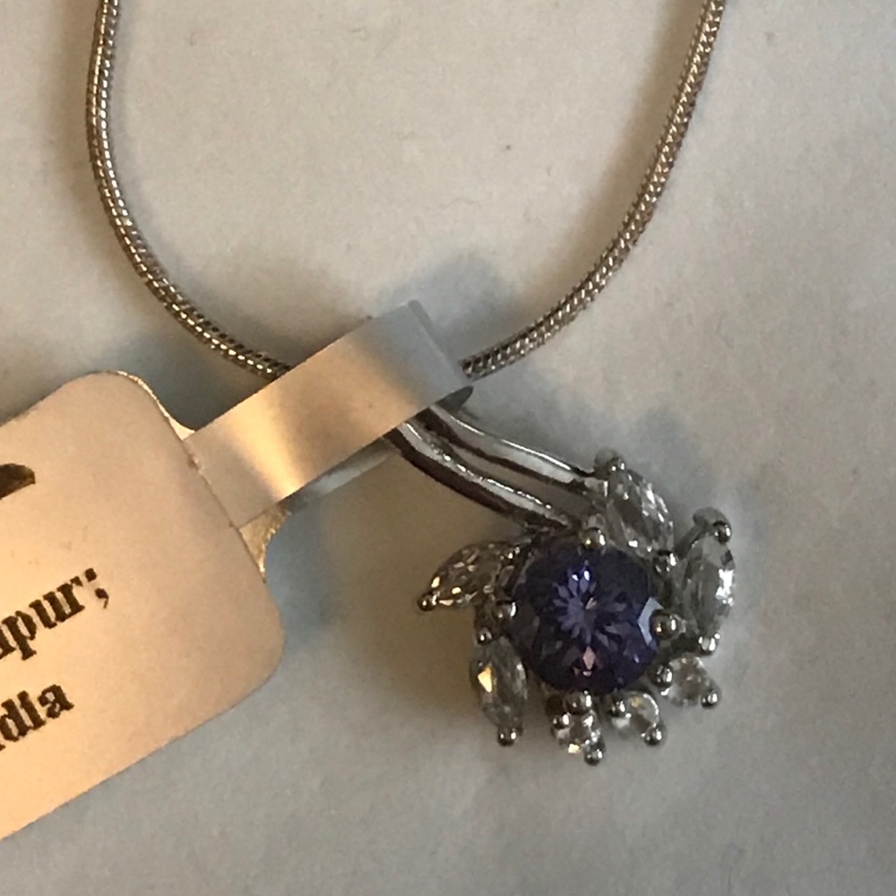 Tanzanite and White Topaz Pendant with necklace